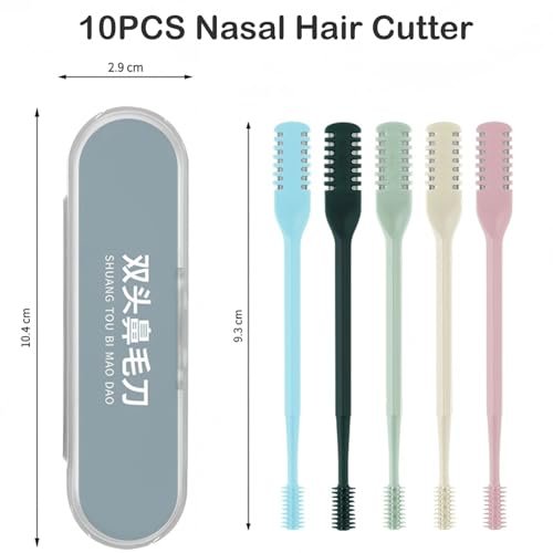 Kismiger 10-Pack Nose Hair Trimmer for Men and Women - 2-in-1 Double Sided Manual Nasal Hair Cutter with 360° Rotating Head, Portable Travel Size - görsel 10