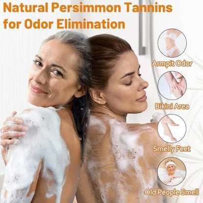 Forvirness Persimmon Body Wash for Old People Smell – Natural Deodorant Bar Soap for Strong Odor, Persimmon Liquid Soap for Smelly Feet, Cleansing Body Deodorizing Nonenal Eliminator