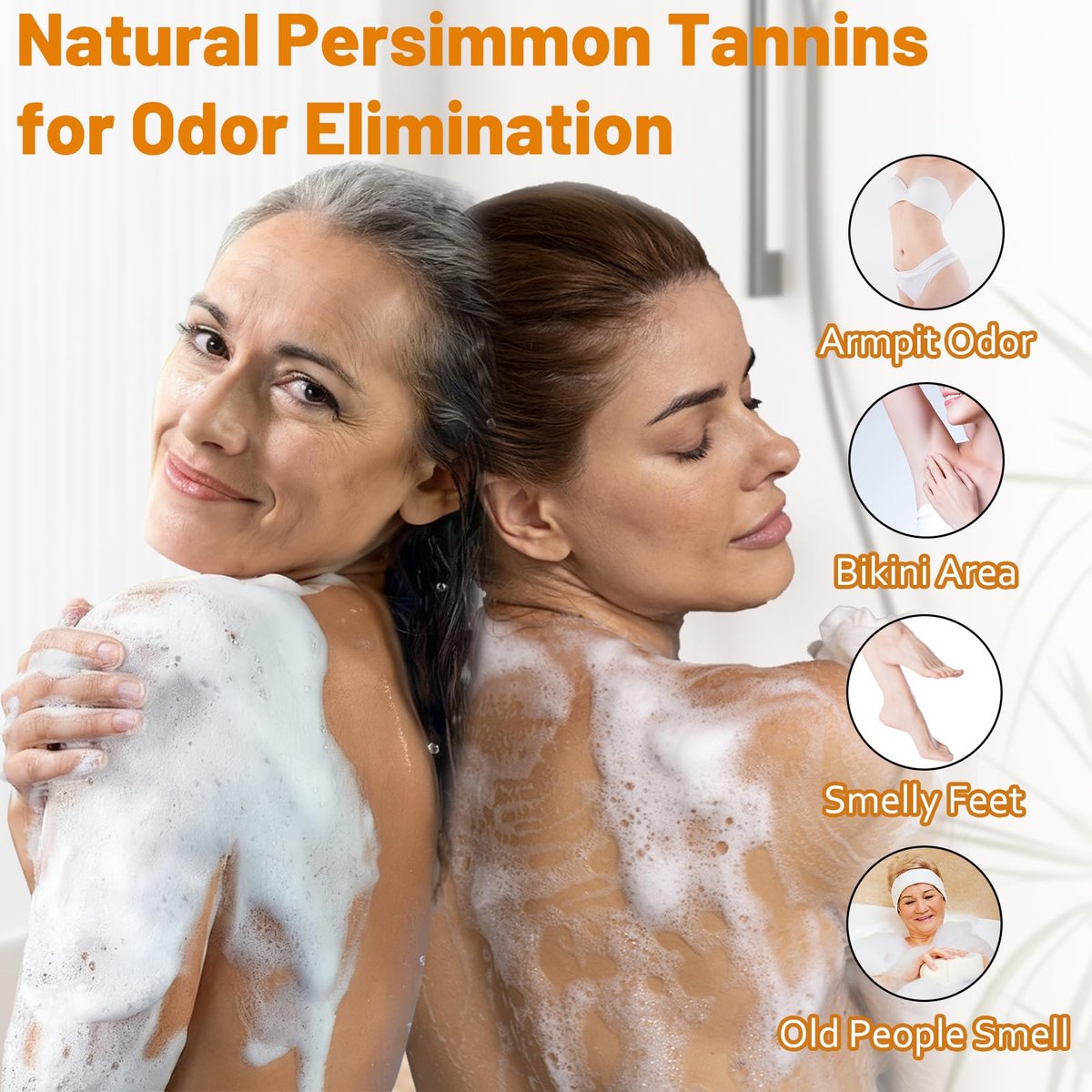 Forvirness Persimmon Body Wash for Old People Smell – Natural Deodorant Bar Soap for Strong Odor, Persimmon Liquid Soap for Smelly Feet, Cleansing Body Deodorizing Nonenal Eliminator - görsel 5