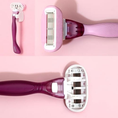 Luxury Women's Complete Shaving Kit - 5 Piece Strawberry Vanilla Set with Razor & Holder | Pre-Shave Scrub, Cream, Aftershave Oil by LEPONIX Avelisse