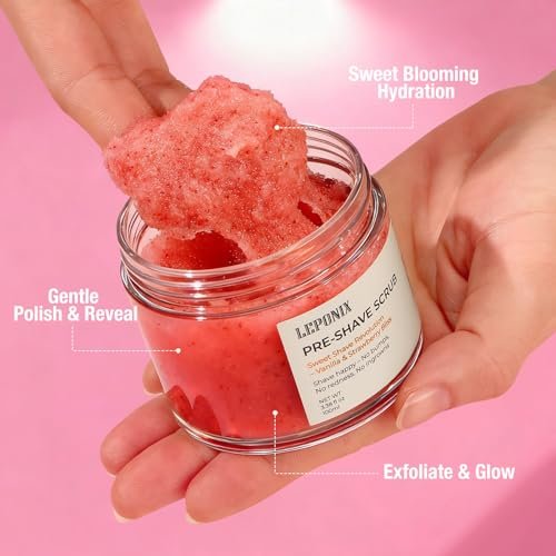 Luxury Women's Complete Shaving Kit - 5 Piece Strawberry Vanilla Set with Razor & Holder | Pre-Shave Scrub, Cream, Aftershave Oil by LEPONIX Avelisse