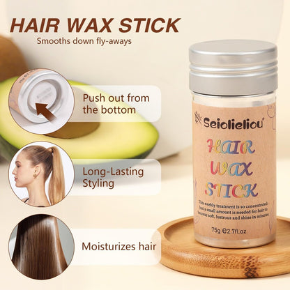 Seiolieliou 4-in-1 Hair Styling Cream Set – Professional Finishing Stick, Wax, Boar Bristle Brush & 3 Combs for Frizz Control, Shine & Hold Avelisse