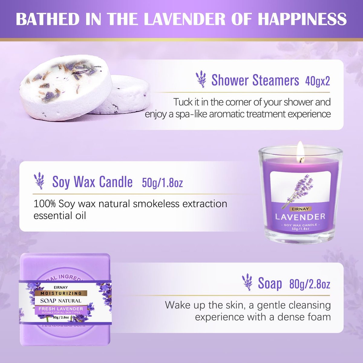 17-Piece Lavender Spa Gift Basket for Women – Relaxing Bath Set with Body Lotion, Bubble Bath & More Avelisse
