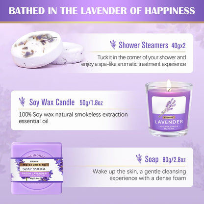 17-Piece Lavender Spa Gift Basket for Women – Relaxing Bath Set with Body Lotion, Bubble Bath & More Avelisse