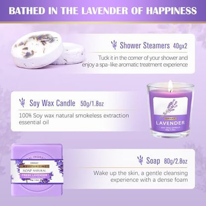 17-Piece Lavender Spa Gift Basket for Women – Relaxing Bath Set with Body Lotion, Bubble Bath & More Avelisse
