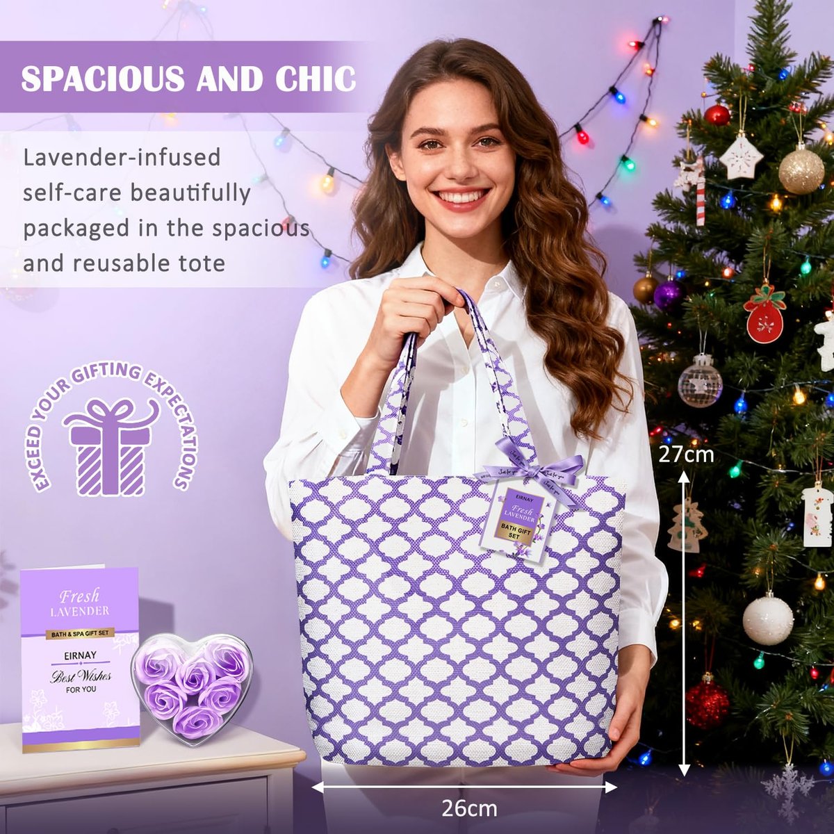 17-Piece Lavender Spa Gift Basket for Women – Relaxing Bath Set with Body Lotion, Bubble Bath & More Avelisse