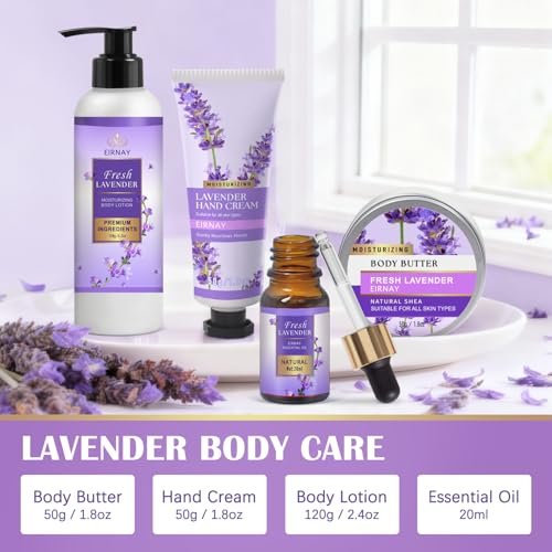 17-Piece Lavender Spa Gift Basket for Women – Relaxing Bath Set with Body Lotion, Bubble Bath & More Avelisse