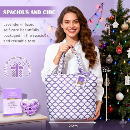 17-Piece Lavender Spa Gift Basket for Women – Relaxing Bath Set with Body Lotion, Bubble Bath & More Avelisse