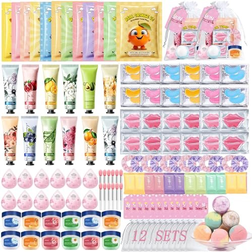 144 PCS Spa Party Supplies for Women - Complete Spa Day Favors Kit with Face Masks, Lip Balm, Under Eye Patches, Foot Bath Bombs & More | Sleepover Birthday Gift Set Avelisse