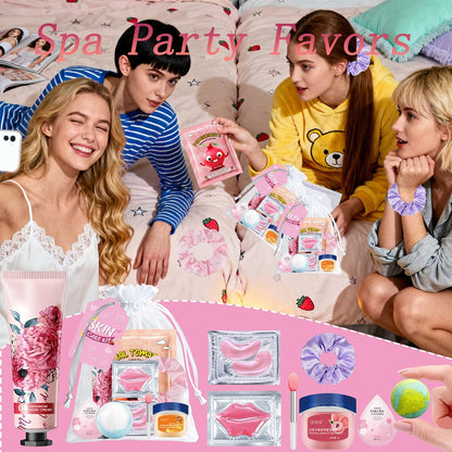 144 PCS Spa Party Supplies for Women - Complete Spa Day Favors Kit with Face Masks, Lip Balm, Under Eye Patches, Foot Bath Bombs & More | Sleepover Birthday Gift Set Avelisse