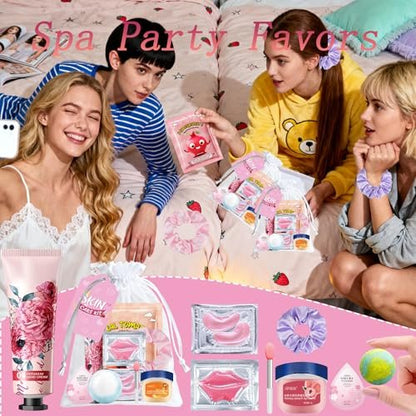 144 PCS Spa Party Supplies for Women - Complete Spa Day Favors Kit with Face Masks, Lip Balm, Under Eye Patches, Foot Bath Bombs & More | Sleepover Birthday Gift Set Avelisse