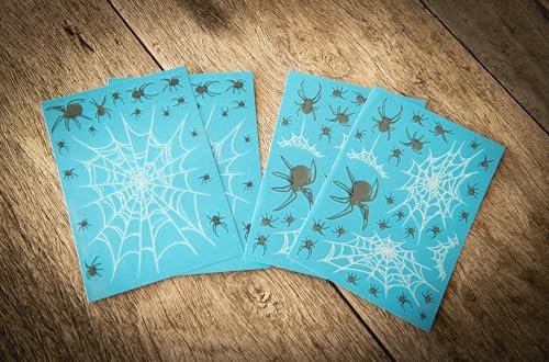 TattooCrew Pretty Little Killers Face Halloween Temporary Tattoos - Spider, Witch, Web, Horror - Large Black (2 Sheets) - görsel 4