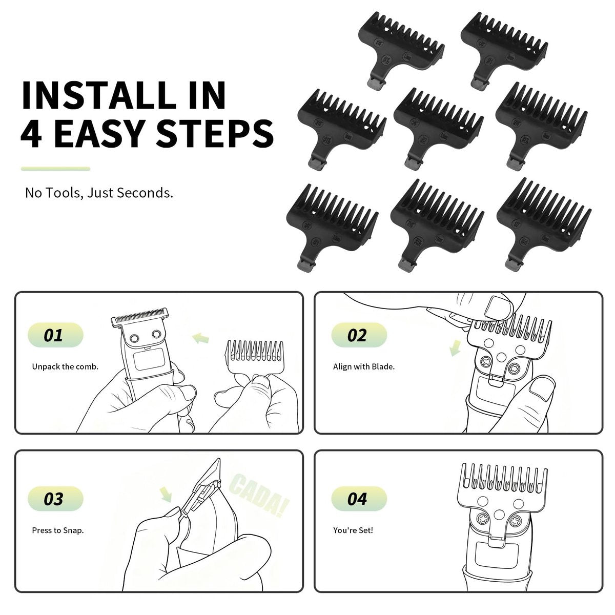 8 Piece Replacement Comb Set for Wahl 40mm Detachable T-Blade Trimmers – Compatible with Specified Models - görsel 7