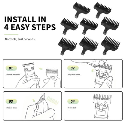 8 Piece Replacement Comb Set for Wahl 40mm Detachable T-Blade Trimmers – Compatible with Specified Models
