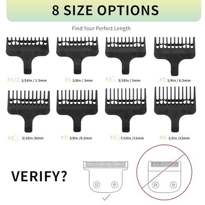 8 Piece Replacement Comb Set for Wahl 40mm Detachable T-Blade Trimmers – Compatible with Specified Models