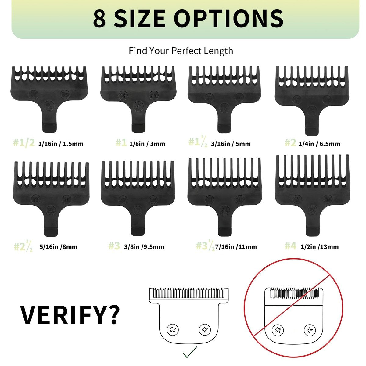 8 Piece Replacement Comb Set for Wahl 40mm Detachable T-Blade Trimmers – Compatible with Specified Models - görsel 3