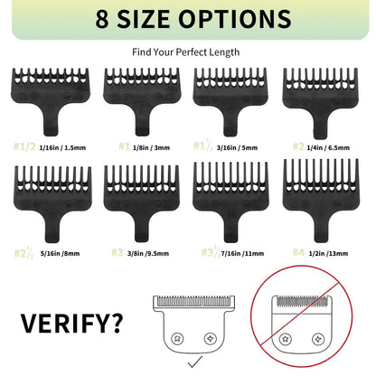 8 Piece Replacement Comb Set for Wahl 40mm Detachable T-Blade Trimmers – Compatible with Specified Models