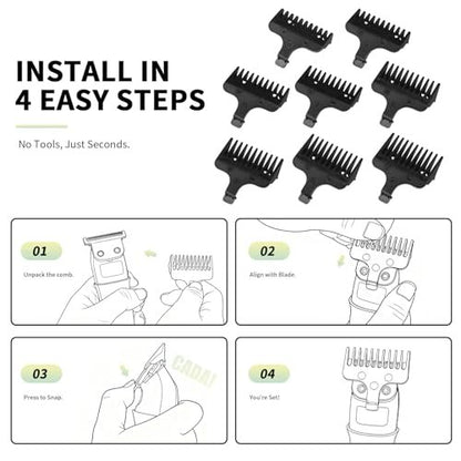 8 Piece Replacement Comb Set for Wahl 40mm Detachable T-Blade Trimmers – Compatible with Specified Models