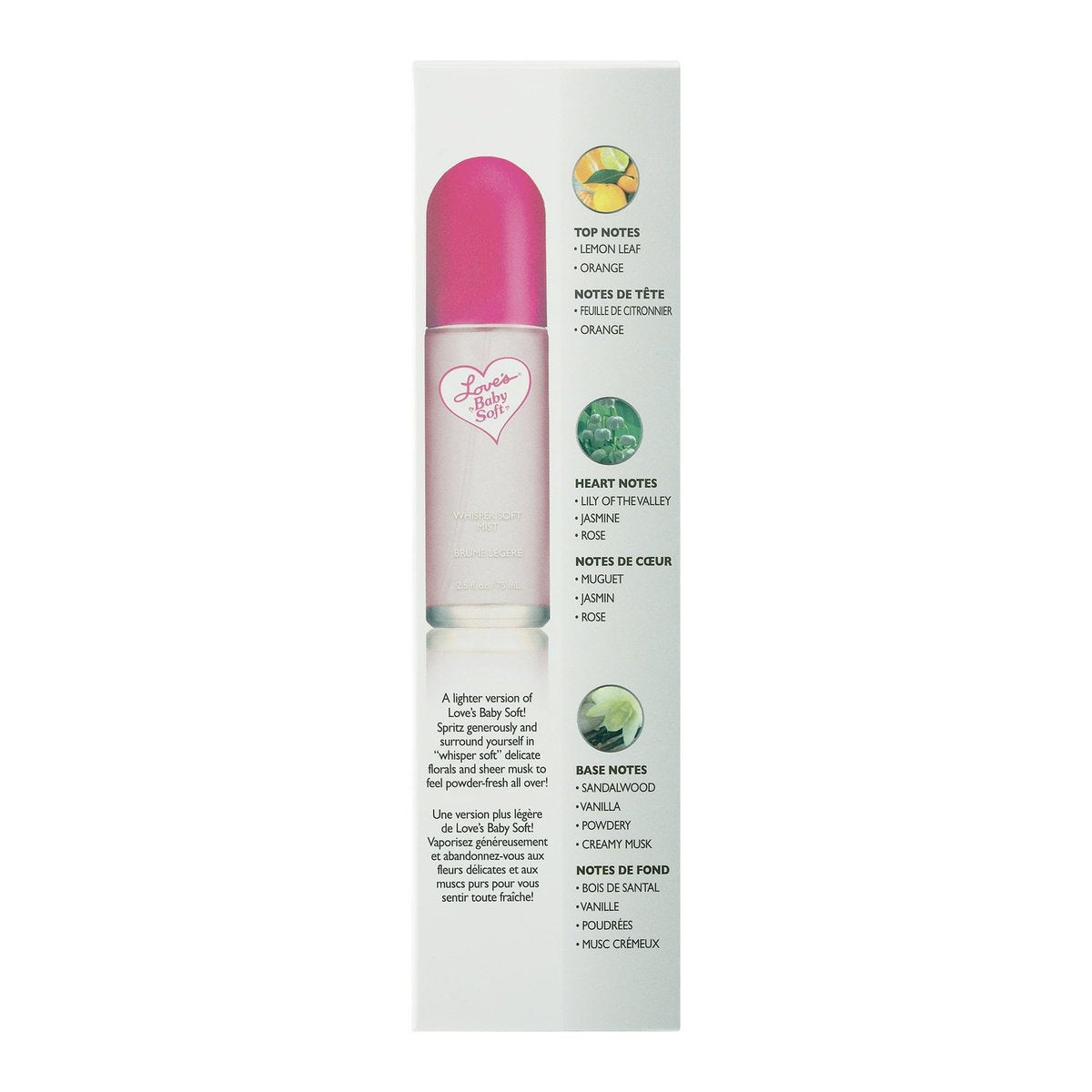 Love's Baby Soft Whisper Soft Mist Perfume Spray - 2.5 Fl Oz | Floral & Powder Scent with Lemon Leaf & Orange Avelisse