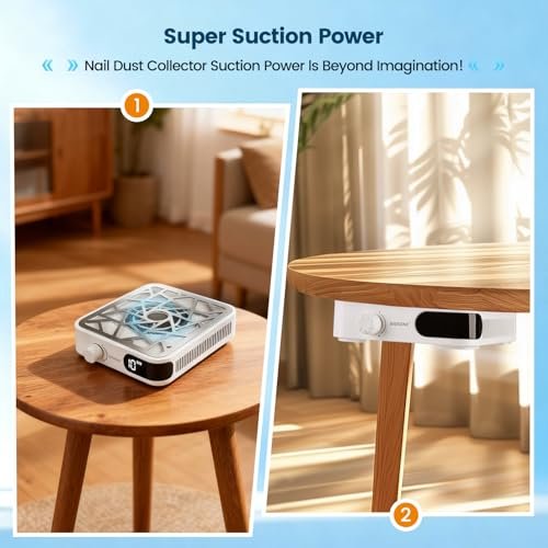 JODSONE Mini 6000RPM Nail Dust Collector with 30 Filters – Low Noise, 10-Speed Rechargeable for Professional Nail Salons Avelisse
