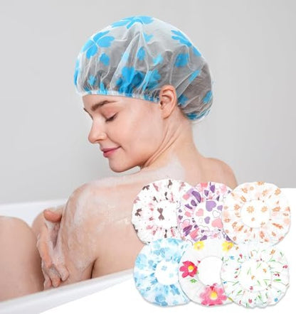 6-Pack Reusable Kids Shower Caps for Girls & Toddlers - Multicolor Plastic