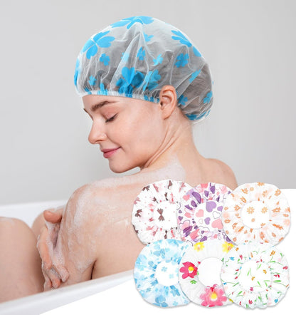 6-Pack Reusable Kids Shower Caps for Girls & Toddlers - Multicolor Plastic