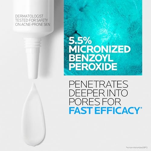 La Roche-Posay Effaclar BPO Multi-Target Acne Treatment with 5.5% Micronized Benzoyl Peroxide - Acne Cream for Face, Targets Oily Skin, Blackheads & Prevents Pimples, 20ml Avelisse