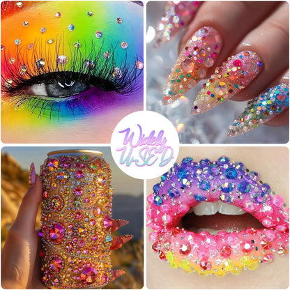40,000+ Resin Jelly Rhinestones Kit - 3mm Multicolor Flat Back Gems with 3 Bottles B7000 Glue for Bedazzling, Crafts, Nail Art, Clothing, Shoes & Tumblers Avelisse