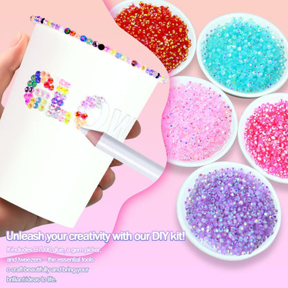 40,000+ Resin Jelly Rhinestones Kit - 3mm Multicolor Flat Back Gems with 3 Bottles B7000 Glue for Bedazzling, Crafts, Nail Art, Clothing, Shoes & Tumblers Avelisse