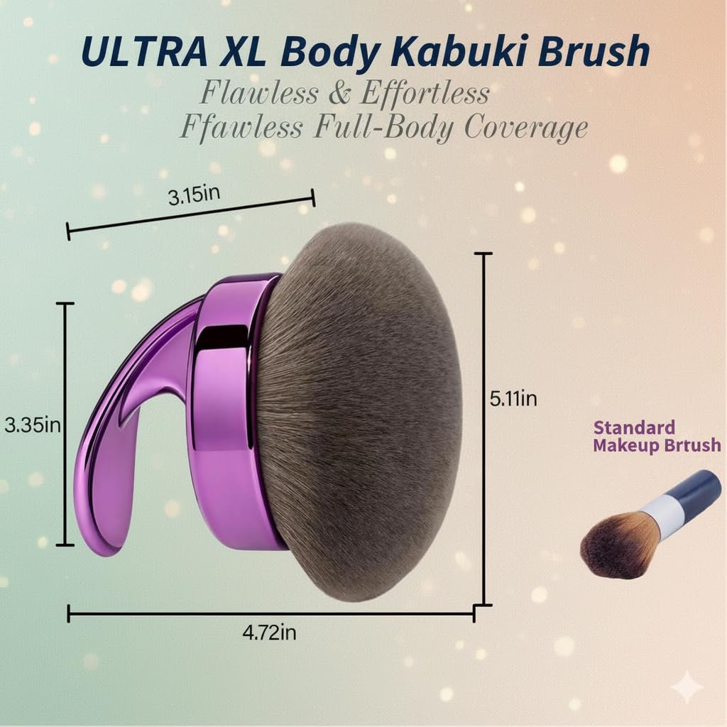 WendMart Extra Large Kabuki Body Makeup Brush – Vegan, Charcoal-Infused Bristles for Flawless Self Tanner, Bronzer & Foundation Application Avelisse