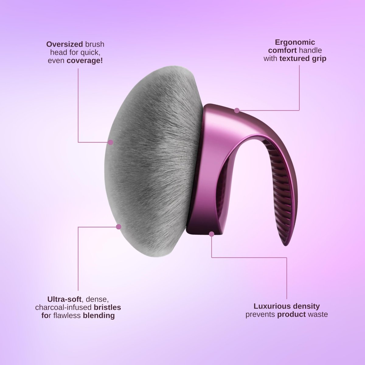 WendMart Extra Large Kabuki Body Makeup Brush – Vegan, Charcoal-Infused Bristles for Flawless Self Tanner, Bronzer & Foundation Application Avelisse