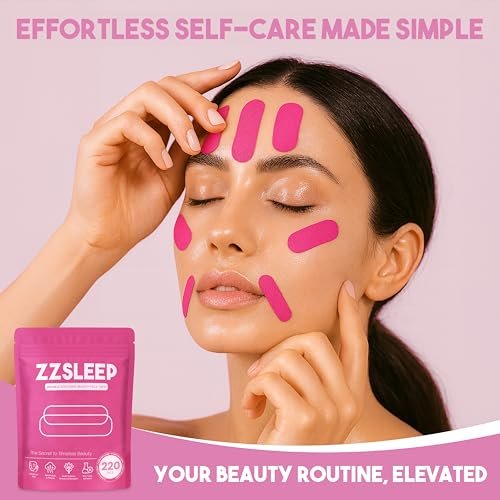 ZZSLEEP Face Wrinkle Tape Patches – Overnight Forehead & Smile Line Patches with Collagen, Aloe Vera & Vitamin E, 220 Pre-Cut Strips (2 Sizes) Avelisse