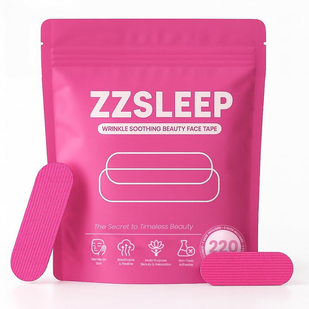 ZZSLEEP Face Wrinkle Tape Patches – Overnight Forehead & Smile Line Patches with Collagen, Aloe Vera & Vitamin E, 220 Pre-Cut Strips (2 Sizes) Avelisse