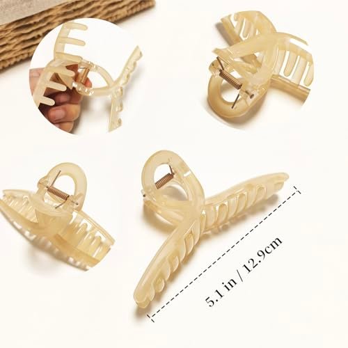Nalodu 5 Inch Extra Large Hair Claw Clips - No Slip Jelly XL Hair Clips for Thick Long Curly Hair, 5 Pack Candy Colors - görsel 4