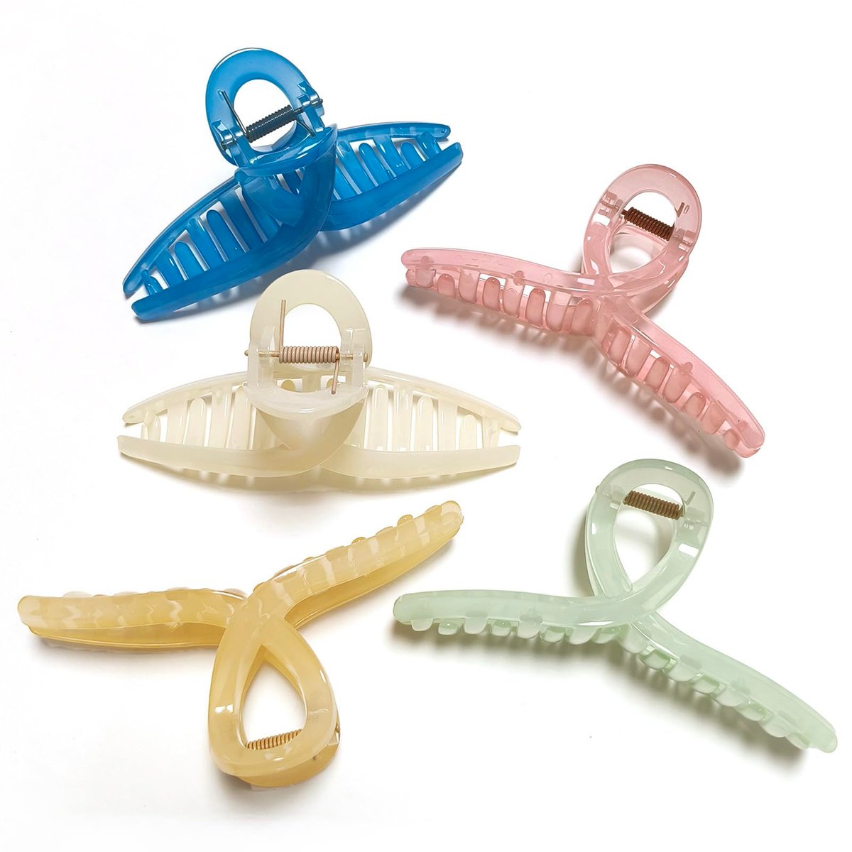 Nalodu 5 Inch Extra Large Hair Claw Clips - No Slip Jelly XL Hair Clips for Thick Long Curly Hair, 5 Pack Candy Colors - görsel 1
