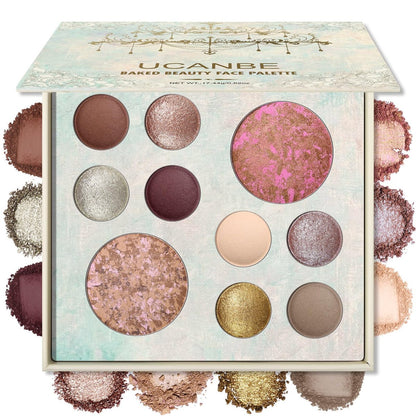 UCANBE All in One Baked Makeup Palette – Eyeshadow, Blush & Bronzer Face Kit, Full Face Makeup Gift Set for Women, Neutral Pigmented Colors Avelisse