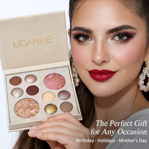 UCANBE All in One Baked Makeup Palette – Eyeshadow, Blush & Bronzer Face Kit, Full Face Makeup Gift Set for Women, Neutral Pigmented Colors Avelisse