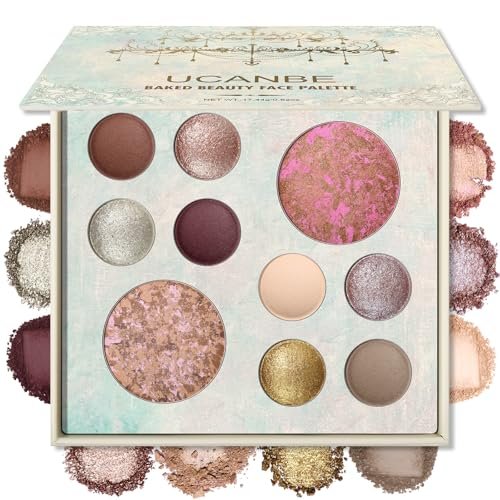 UCANBE All in One Baked Makeup Palette – Eyeshadow, Blush & Bronzer Face Kit, Full Face Makeup Gift Set for Women, Neutral Pigmented Colors Avelisse