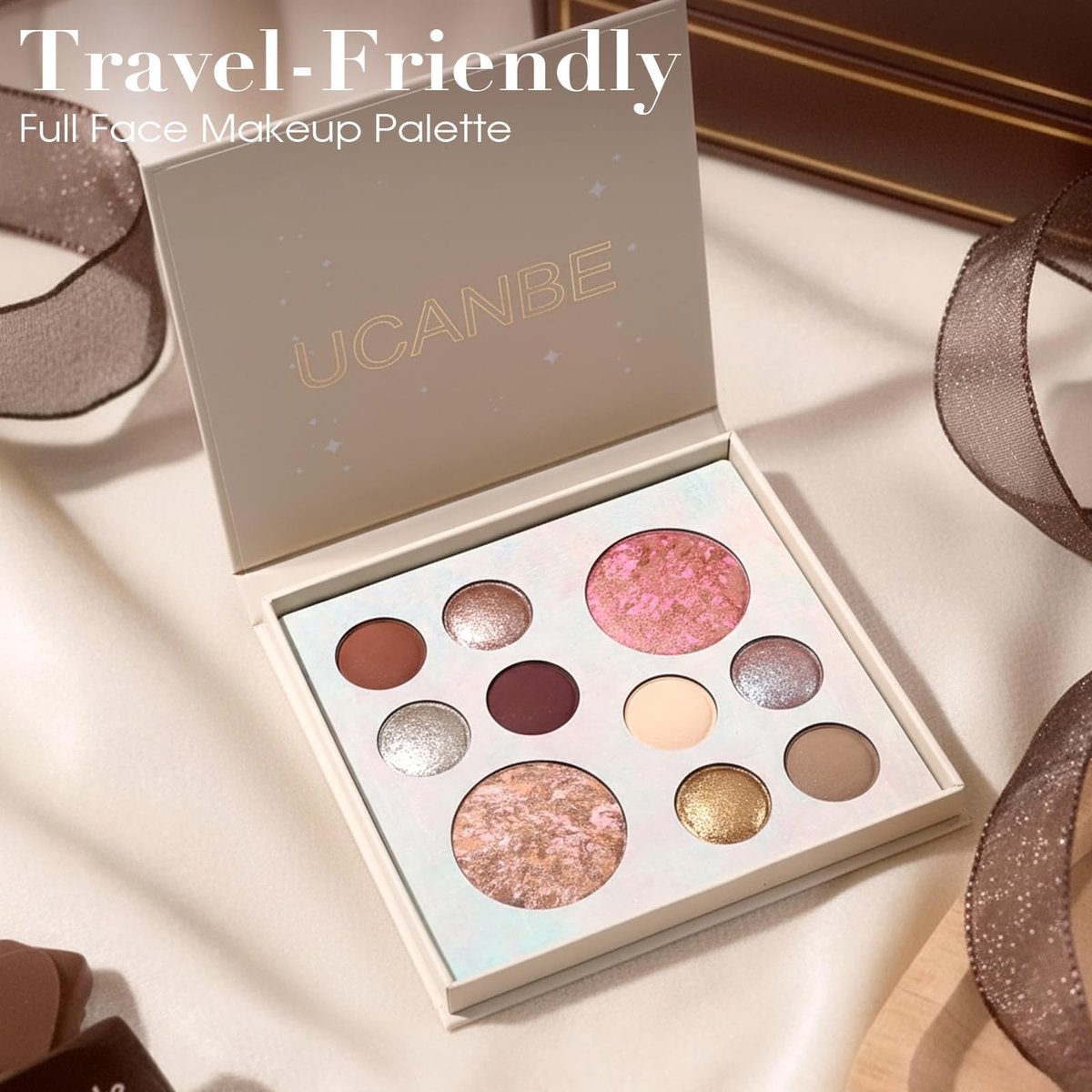 UCANBE All in One Baked Makeup Palette – Eyeshadow, Blush & Bronzer Face Kit, Full Face Makeup Gift Set for Women, Neutral Pigmented Colors Avelisse