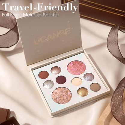 UCANBE All in One Baked Makeup Palette – Eyeshadow, Blush & Bronzer Face Kit, Full Face Makeup Gift Set for Women, Neutral Pigmented Colors Avelisse