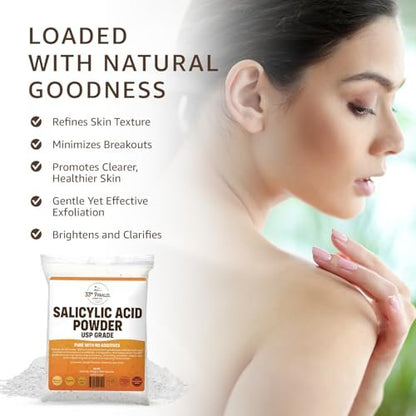 Salicylic Acid Powder USP Grade (4oz) – Professional BHA Exfoliant for DIY Skincare, Serums, Peels & Toners