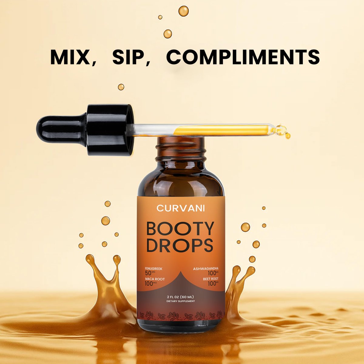 Curvani Booty Drops Lifting Serum – Concentrated Formula for Curves & Beauty (2 oz) Avelisse