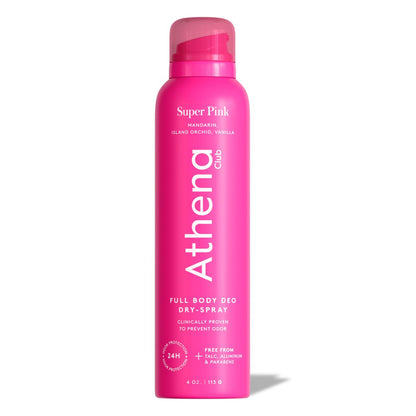 Athena Club Full Body Deo Natural Deodorant Dry Spray for Women, Aluminum Free 360 Degree Whole Body Deodorant, 24 Hour Odor Protection, No Residue, Super Pink Tropical Scent, 4 oz Avelisse