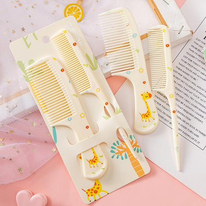 4 Pcs Cute Hair Comb Set for Baby & Kids - Cartoon Fine Tooth Rat Tail Comb for Boys and Girls - Durable Plastic, All Hair Types