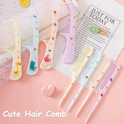 4 Pcs Cute Hair Comb Set for Baby & Kids - Cartoon Fine Tooth Rat Tail Comb for Boys and Girls - Durable Plastic, All Hair Types