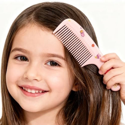 4 Pcs Cute Hair Comb Set for Baby & Kids - Cartoon Fine Tooth Rat Tail Comb for Boys and Girls - Durable Plastic, All Hair Types