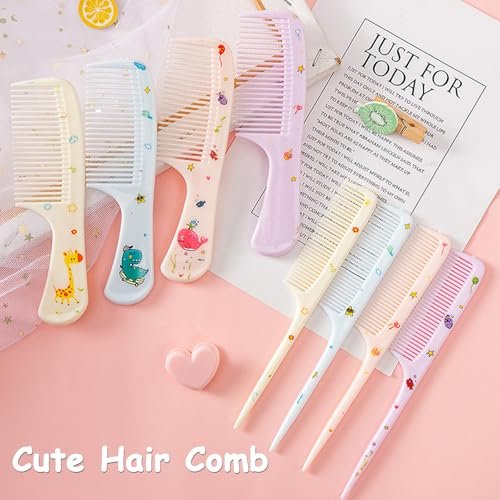4 Pcs Cute Hair Comb Set for Baby & Kids - Cartoon Fine Tooth Rat Tail Comb for Boys and Girls - Durable Plastic, All Hair Types - görsel 6