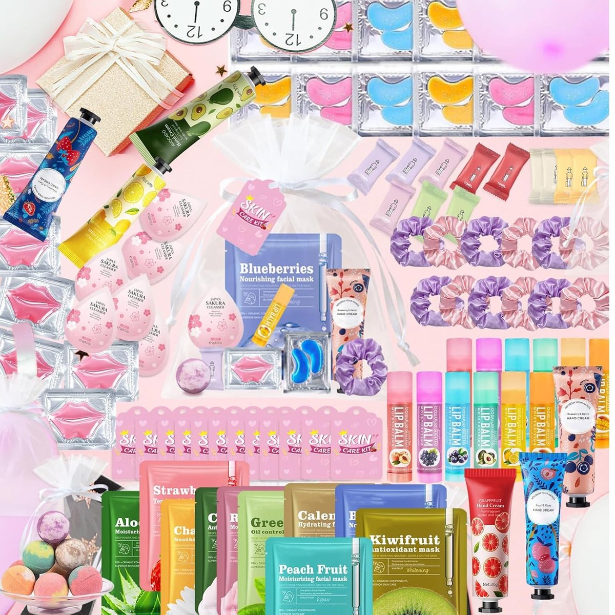 132 PCS Spa Party Supplies for Women – Ultimate Spa Party Favors Set with Face Masks, Lip Balm, Bath Bombs & More Avelisse