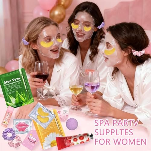 132 PCS Spa Party Supplies for Women – Ultimate Spa Party Favors Set with Face Masks, Lip Balm, Bath Bombs & More Avelisse