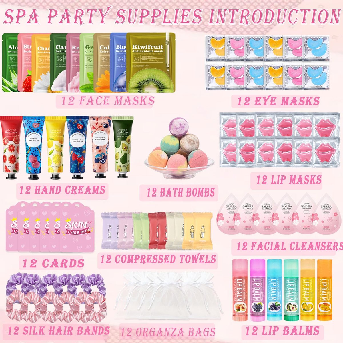 132 PCS Spa Party Supplies for Women – Ultimate Spa Party Favors Set with Face Masks, Lip Balm, Bath Bombs & More Avelisse